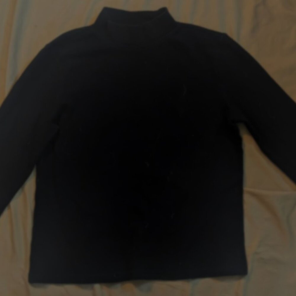 Studio Works brand Black Long Sleeve Mock Turtleneck Sweater PETITE SMALL